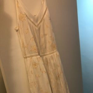 Mango dress, size M (size 6), white with pink eyelet detail, spaghetti straps.